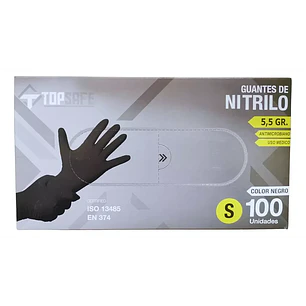Guante de Nitrilo Negro Profesional 5.5 g – TopSafe M (100 Unidades)