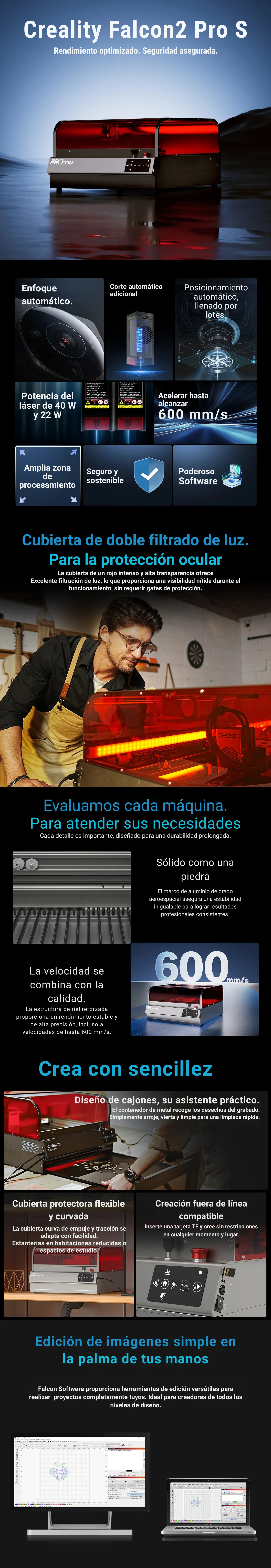 Máquina de corte y grabado laser Creality Falcon2 Pro S 40W