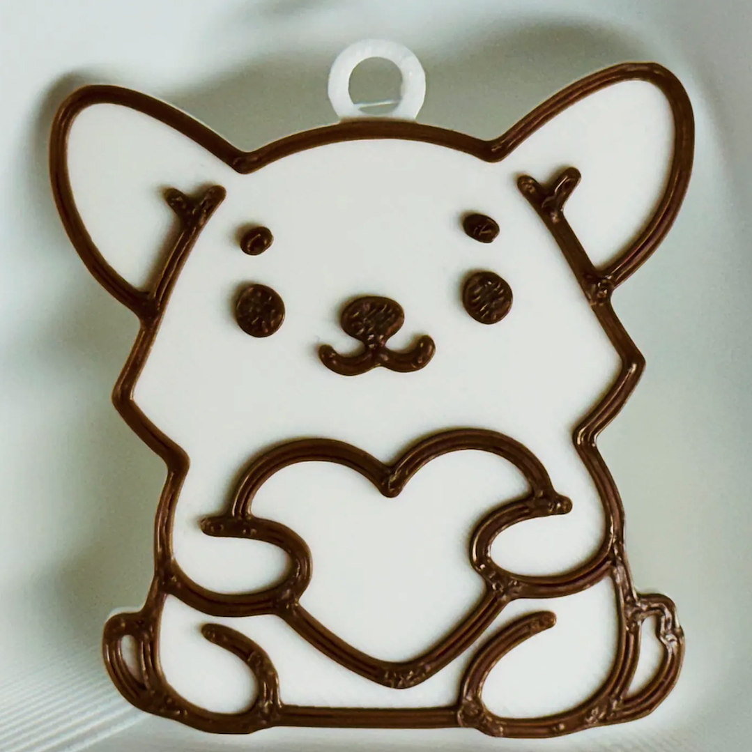 Llavero 3D Perrito Blanco y Negro 1