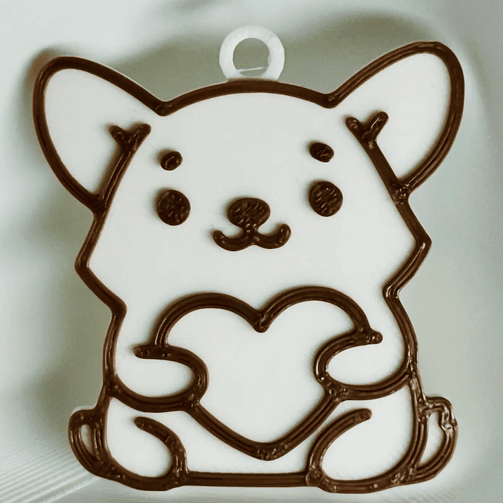 Llavero 3D Perrito Blanco y Negro 1