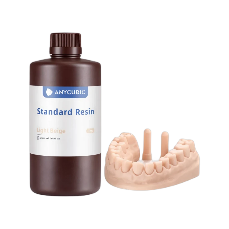Modelo dental impreso junto a su material de referencia