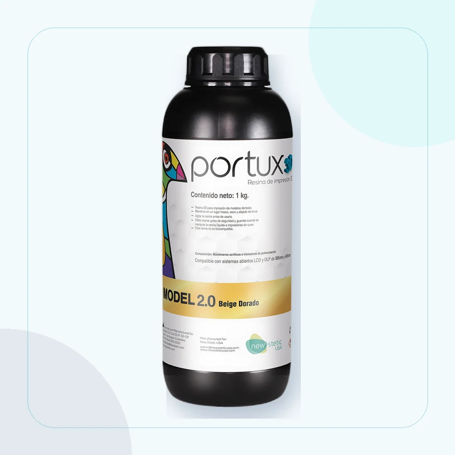 Frasco Portux 3D Model 2.0, referencia para modelos dentales de laboratorio