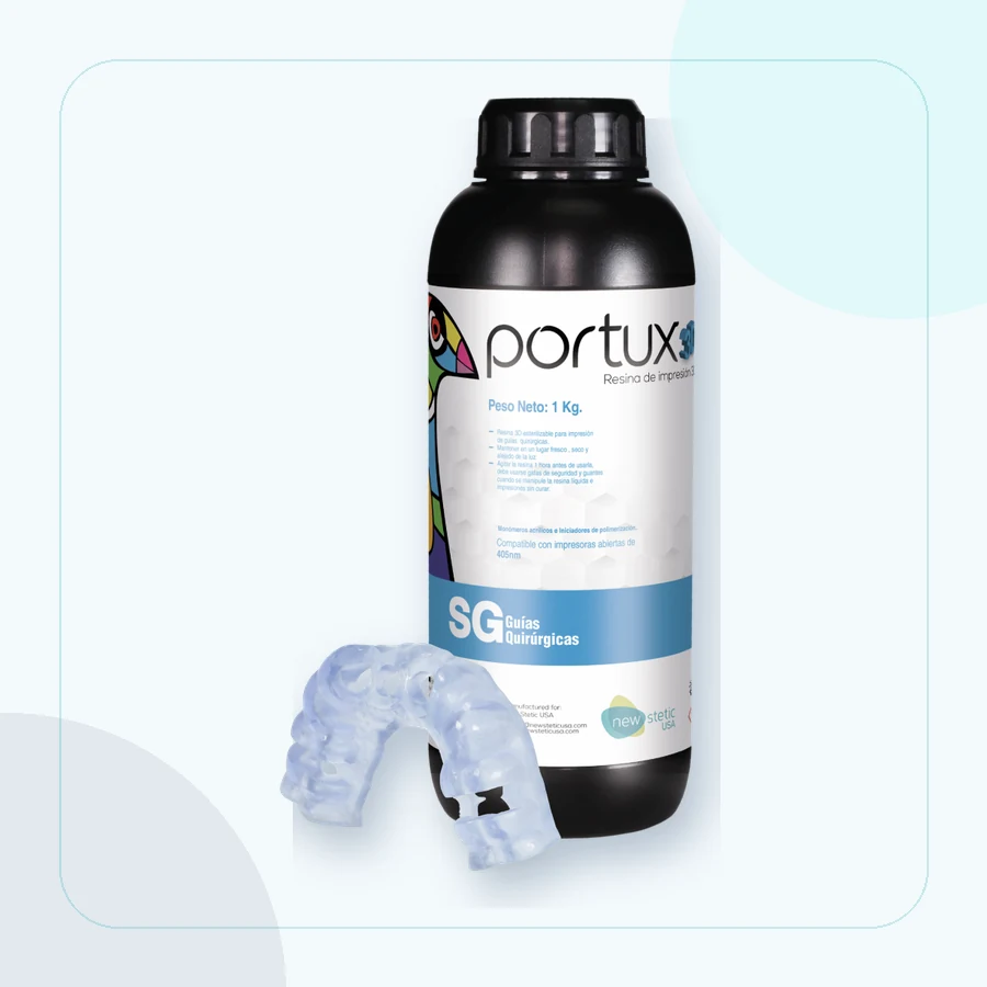 Frasco Portux 3D SG con ejemplo de guía quirúrgica