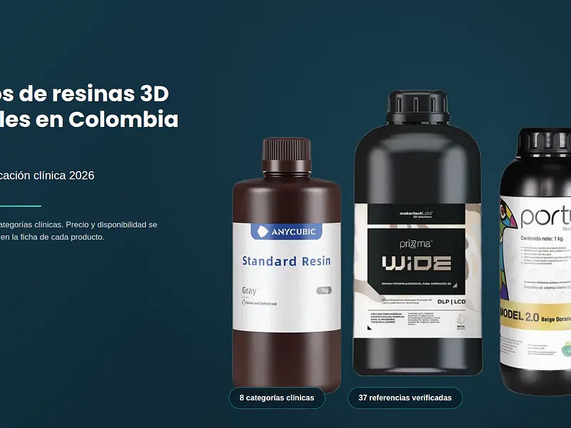 Precios de resinas 3D dentales en Colombia por aplicación clínica