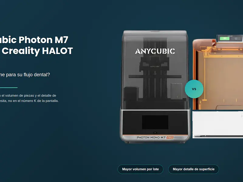Anycubic Photon M7 Pro vs Creality HALOT X1 16K: comparativa de impresoras 3D dentales