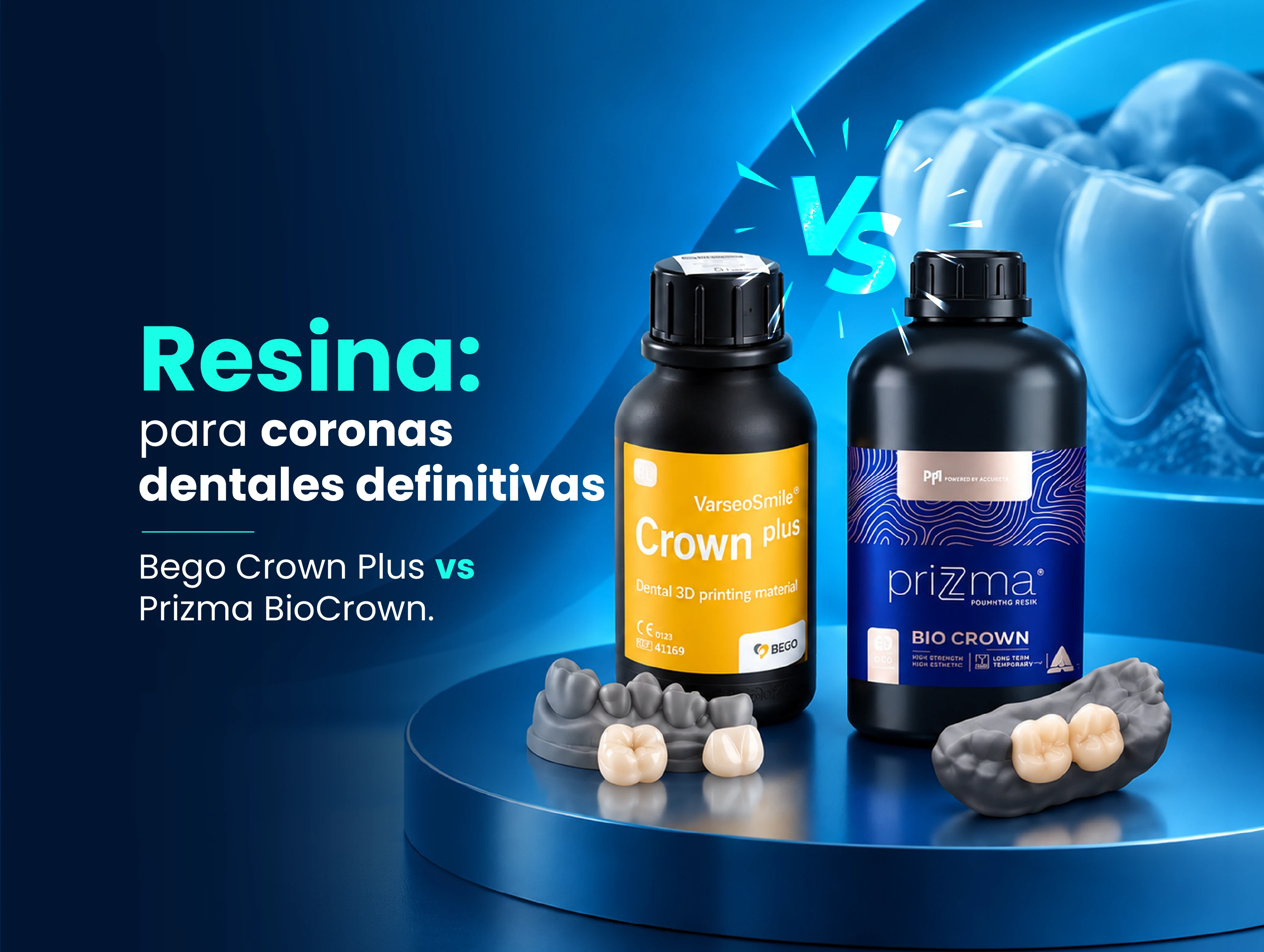 Resina para coronas dentales definitivas: Bego Crown Plus vs Prizma BioCrown