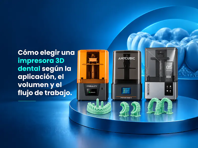 Cómo elegir una impresora 3D dental según la aplicación, el volumen y el flujo de trabajo