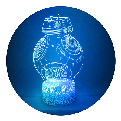 Lámpara 3D Led BB-8 Guerra de las Galaxias