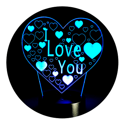 Lámpara 3D Led I Love You Amor 02