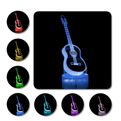 Lámpara 3D Led Guitarra Acústica