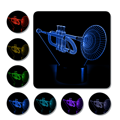 Lámpara 3D Led Trompeta Instrumentos