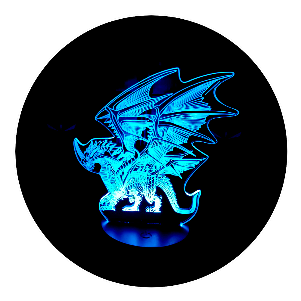 Lámpara 3D Led Dragon con Cuerno