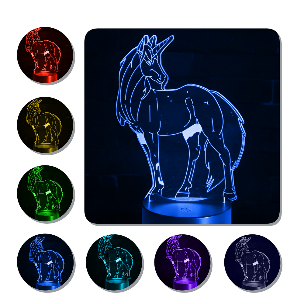 Lámpara 3D Led Unicornio Mágico 03