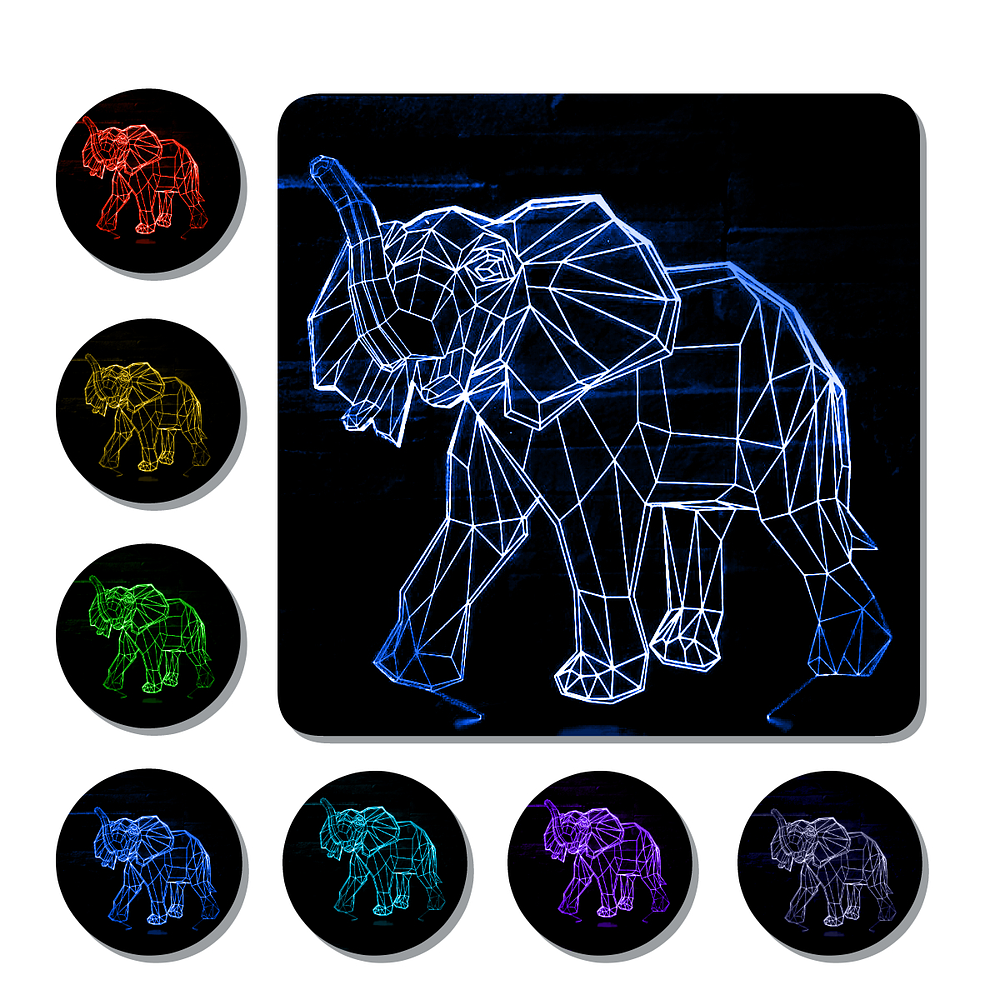 Lámpara 3D Led Elefante Artístico