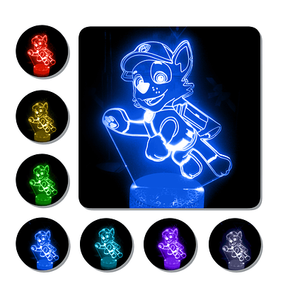 Lámpara 3D Led Rocky Paw Patrol