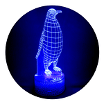 Lámpara 3D Led Pingüino Mundo Aves