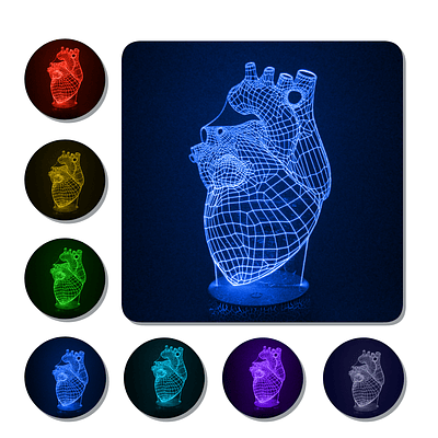 Lámpara 3D Led Corazón Anatomía Cuerpo Humano