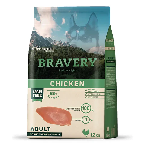 Bravery Pollo/Salmón Adult Large Medium Breeds 12 Kg
