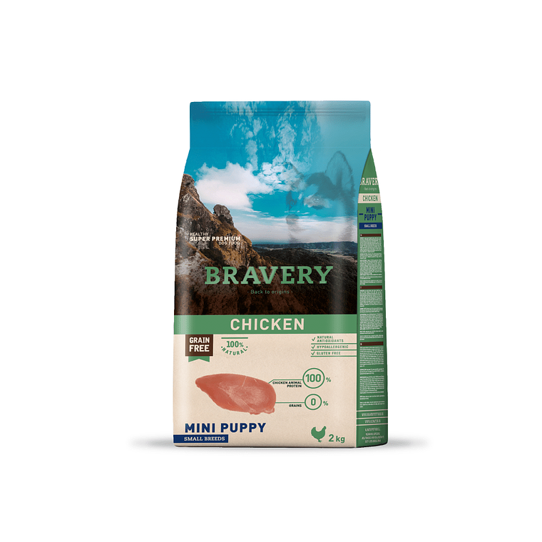 Bravery Mini Puppy Pollo/Salmón small breeds 2 Kg 1