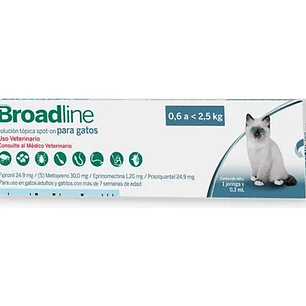 Broadline Pipeta Gatos 0,6 a 2,5 kg | Antiparasitario Interno y Externo