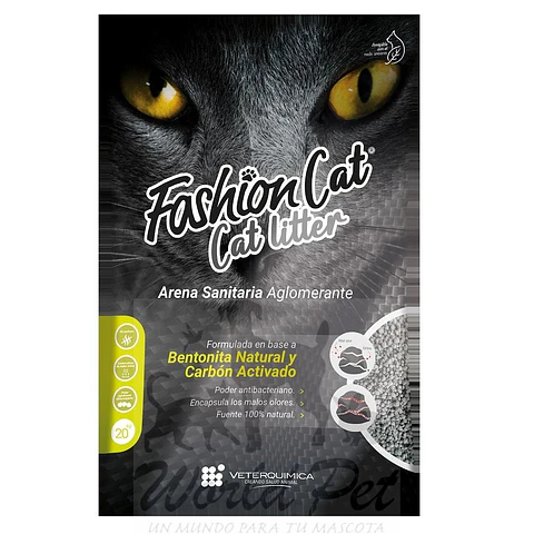 Fashion Cat Litter Carbón Activado – Arena Sanitaria Aglomerante 20 kg