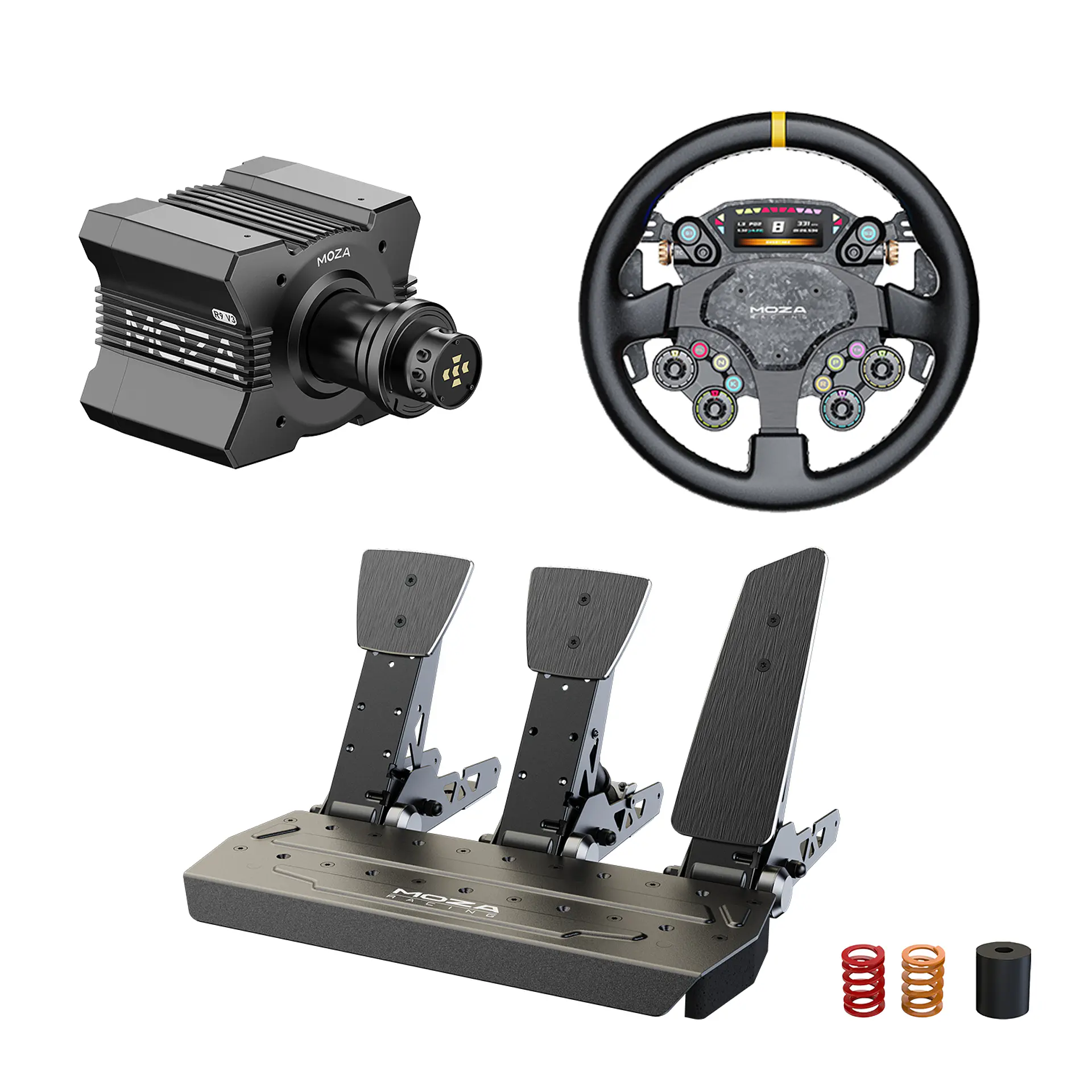 Pack MOZA R9 V3 + CS Pro + Pedales SR-P con Embrague 1
