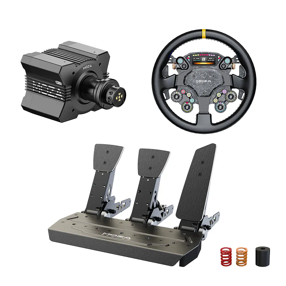 Pack MOZA R9 V3 + CS Pro + Pedales SR-P con Embrague 1