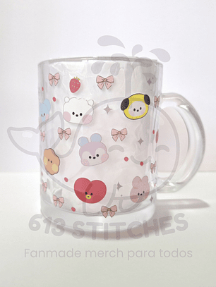 Taza BTS Frutillas - Vidrio Transparente