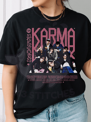 Polera Stray Kids - KARMA OT8 Diseño Rosado 3