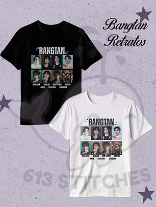 BTS Polera Grupal Diseño Retratos