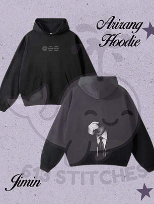 BTS Hoodie Jimin - Logo Arirang Frontal y Estampado Trasero en Semitono