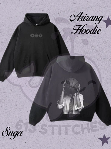 BTS Hoodie Suga - Logo Arirang Frontal y Estampado Trasero en Semitono 1