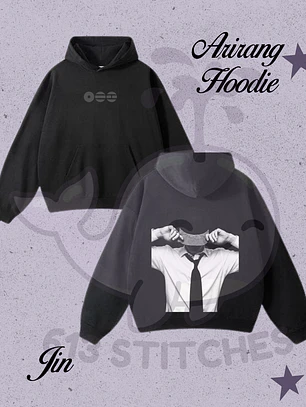 BTS Hoodie Jin - Logo Arirang Frontal y Estampado Trasero en Semitono