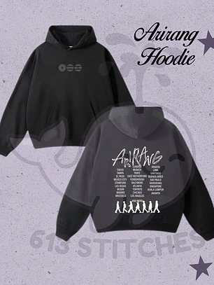 BTS Hoodie  Logo Arirang Frontal y Fechas Tour