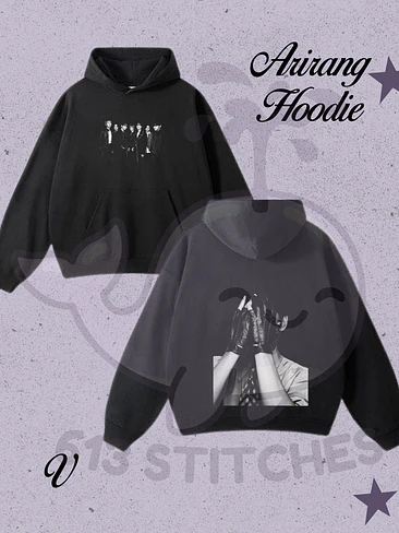 BTS Hoodie Taehyung - Foto Grupal Frontal  y Estampado Trasero en Semitono 1