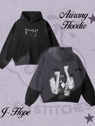 BTS Hoodie J-Hope  - Foto Grupal Frontal  y Estampado Trasero en Semitono