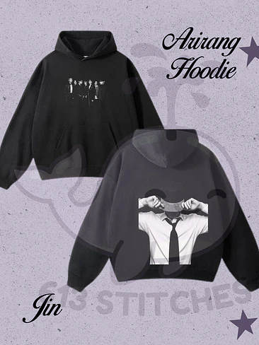 BTS Hoodie Jin  - Foto Grupal Frontal  y Estampado Trasero en Semitono 1