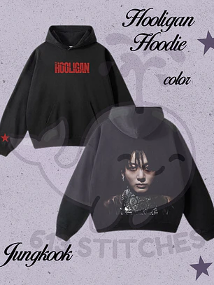 BTS Hooligan Hoodie Jungkook - Estampado frontal y Trasero en Semitono Color