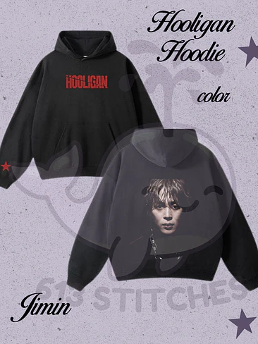 BTS Hooligan Hoodie Jimin  - Estampado frontal y Trasero en Semitono Color 1