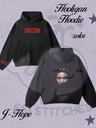 BTS Hooligan Hoodie J-Hope - Estampado frontal y Trasero en Semitono Color