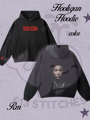 BTS Hooligan Hoodie Namjoon - Estampado frontal y Trasero en Semitono Color
