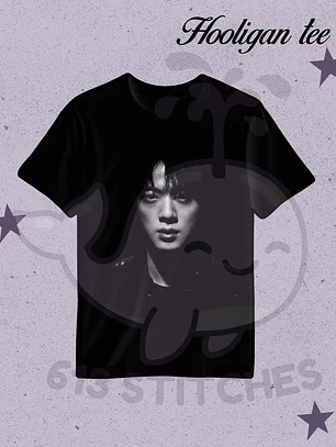 BTS Hooligan Tee Jin - Estampado Semitono Monocromo