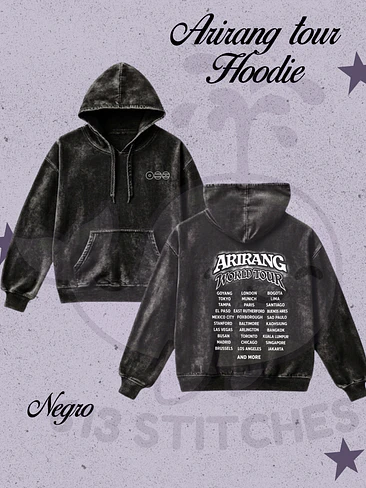 BTS Arirang Tour Hoodie Acid Wash Negro 1