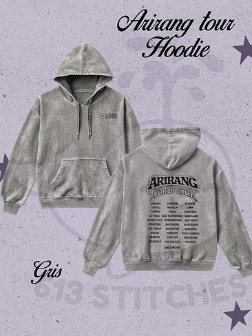 BTS Arirang Tour Hoodie Acid Wash Gris 1