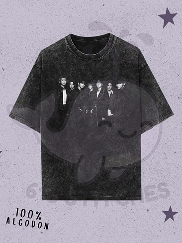BTS Polera Grupal Diseño Weverse Fanmade (Acid Wash) 1