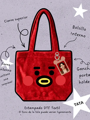 BTS BT21 Universtar Face Plush Bag Tata (TAEHYUNG)