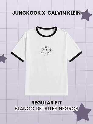 Calvin Klein x Jungkook - Polera Regular Fit Blanca Detalles Negros  (PRODUCTO NO ORIGINAL)