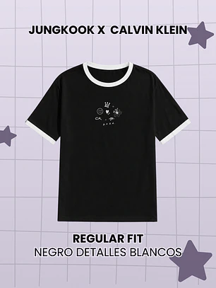 Calvin Klein x Jungkook - Polera Regular Fit Negra Detalles Blancos (PRODUCTO NO ORIGINAL)