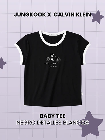 Calvin Klein x Jungkook - Baby Tee Negra Detalles Blancos (PRODUCTO NO ORIGINAL) 1