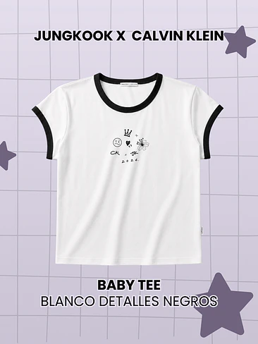 Calvin Klein x Jungkook - Baby Tee Blanca Detalles Negros (PRODUCTO NO ORIGINAL) 1